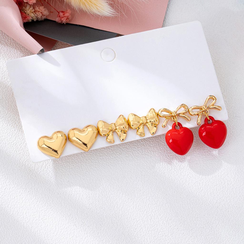 6PCS Set Cute Heart Buterfly Pendant Earrings for Women Girls Unique Aesthetic Charm Daily Wear Anti-allergy  Accessories