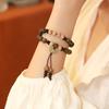 Huaixuwei late green sandalwood bracelet for women, vintage couple's bracelet, natural sandalwood scent, Buddhist bead jewelry, antique-style gift