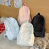 Schoolbag New Ins Wind Large Capacity Simple Solid Color Schoolbag Embossed Fashion Backpack Women's Splicing Design Backpack