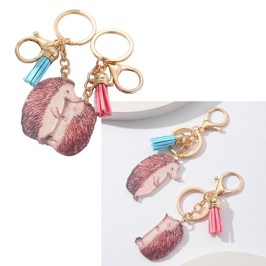2pcs Acrylic Hedgehog Charm Keychain Bag Pendant Keys Holder Handbag Accessories