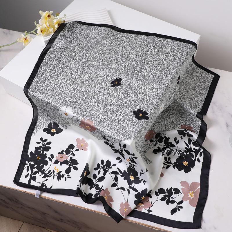 Silk Women's Square Scarf - Chinese Style Headscarf for Spring, Summer, Autumn - Neck Protection & Warmer - Elegant Thin Mom Style