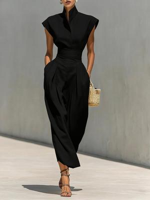2026 European & American Style Women's Spring/Summer High-Waisted Skirt & Loose High-Neck Top Dress