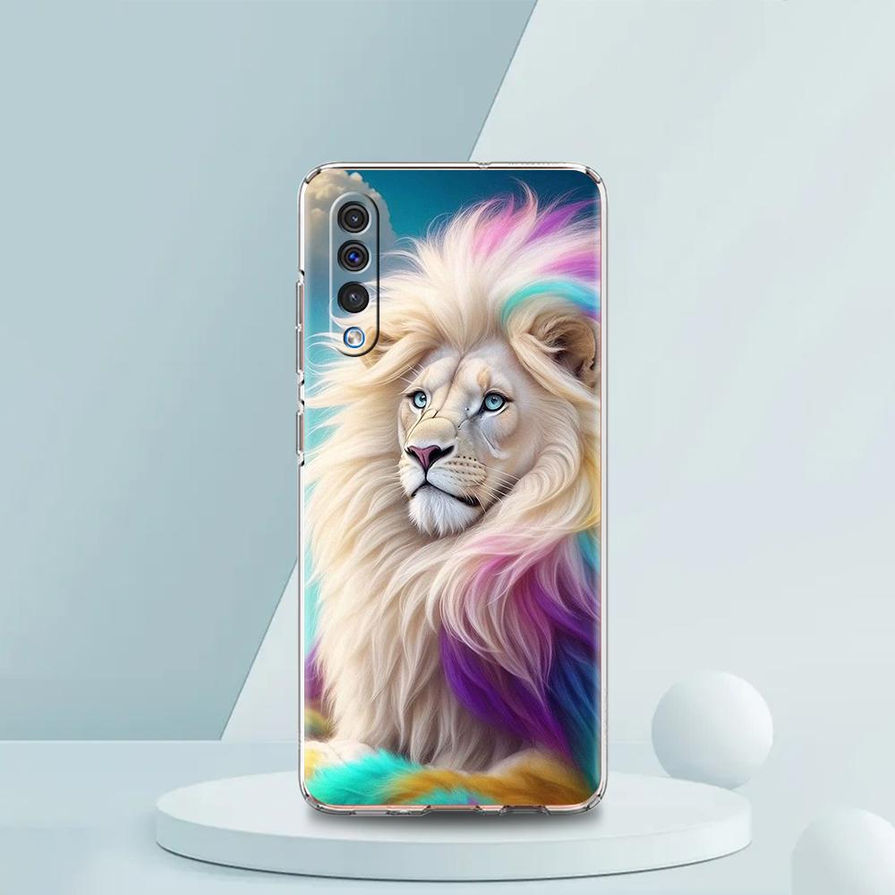 Colorful Lion Transparent Phone Case for Samsung Galaxy A16 A14 A12 A22 A24 A42 A02 A03S A06 A50 A70 A20 A30 A40 Soft Cover Bags
