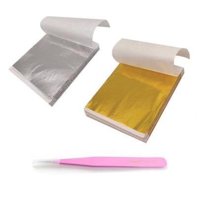 100 Sheets of Gold Foil for Crafts + 100 Sheets of Silver Foil for Crafts + Precision Tweezers, 1 Piece, Korean Toy Supplies
