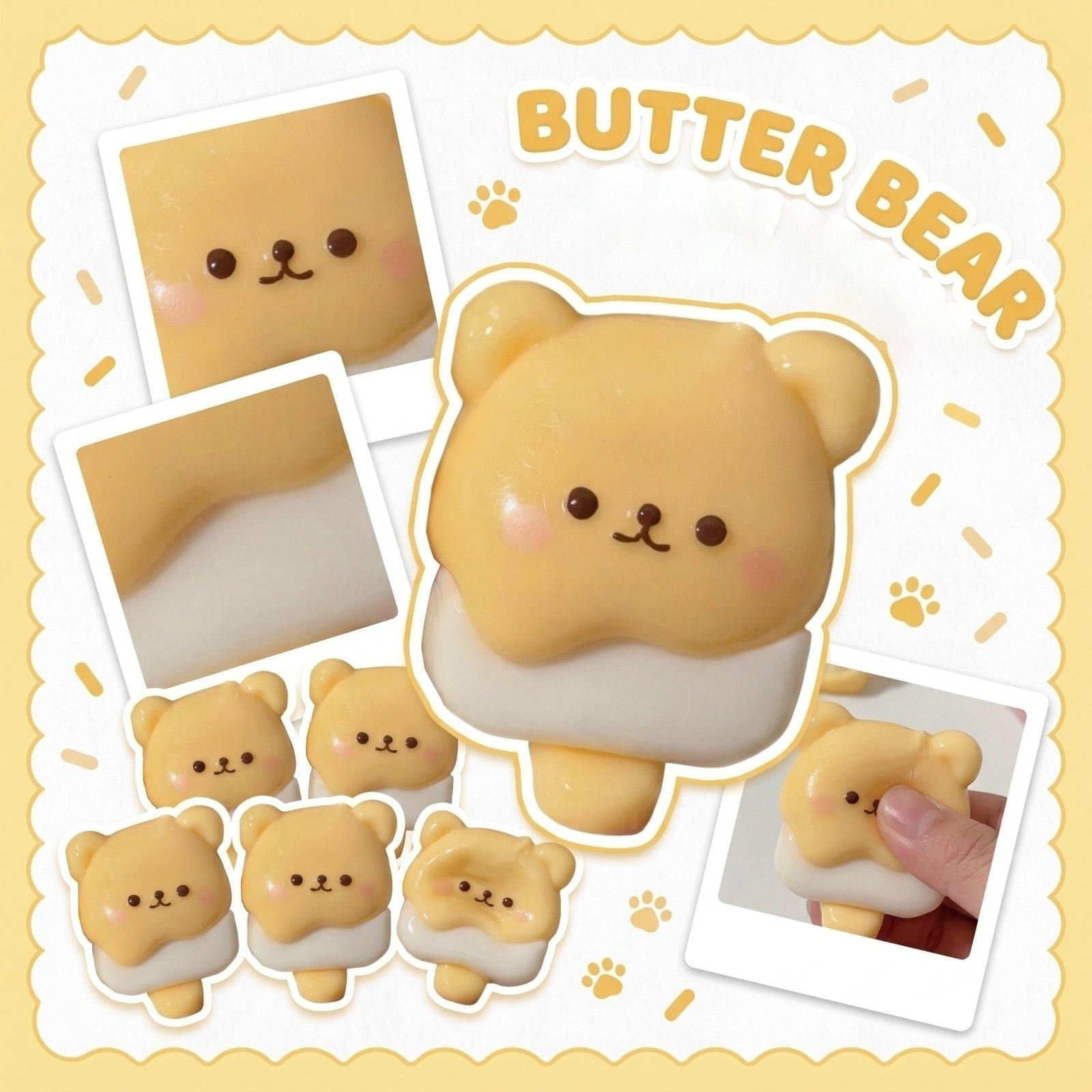 

Butter Bear Ice Cream Slow- Soft Rubber Toy - Cute Bear-shaped Popsicle Toy For Stress Relief, Soft And Slow-. One Size