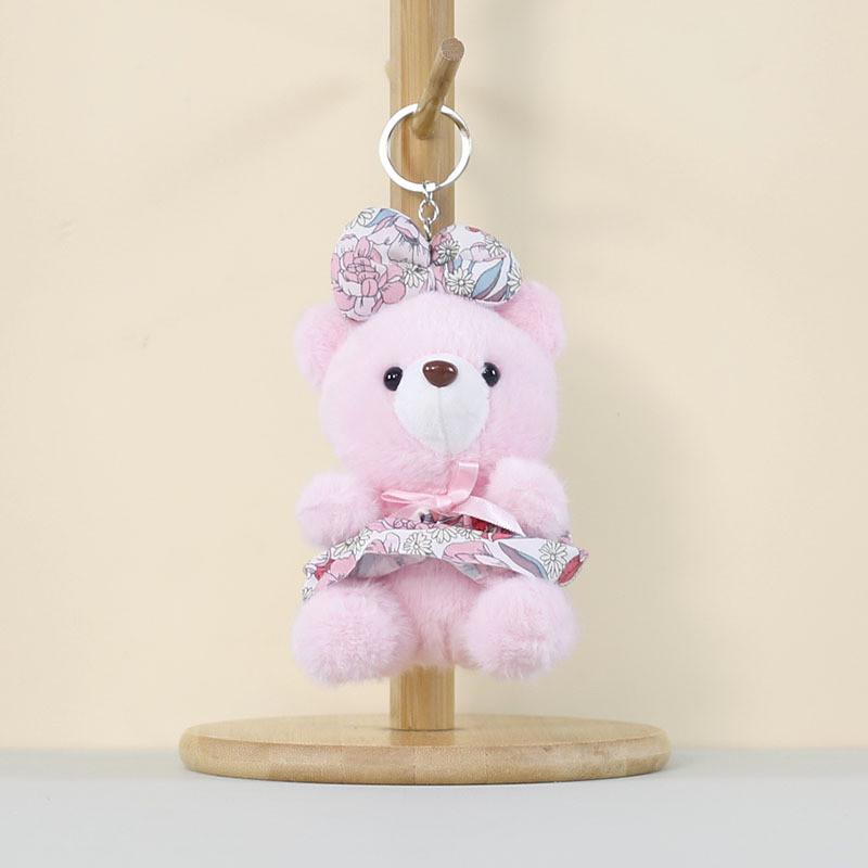 Plush Teddy Bear Keychain With Cartoon Dress For Kids And Bag Decor