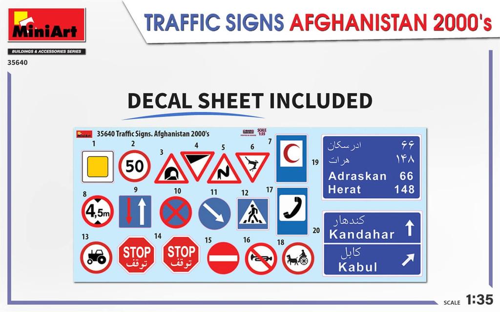 Miniart Afghanistan Traffic Sign Plastic Molded Color 1/35 Set, 2000s, Model, MA35640,
