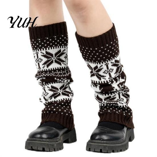 Holiday Gift for Her Christmas Knitted Leg Warmers Women, Soft Ribbed Boot Socks with Elastic Leggings Winter Snowflake And Deer Patterns, Thermal
