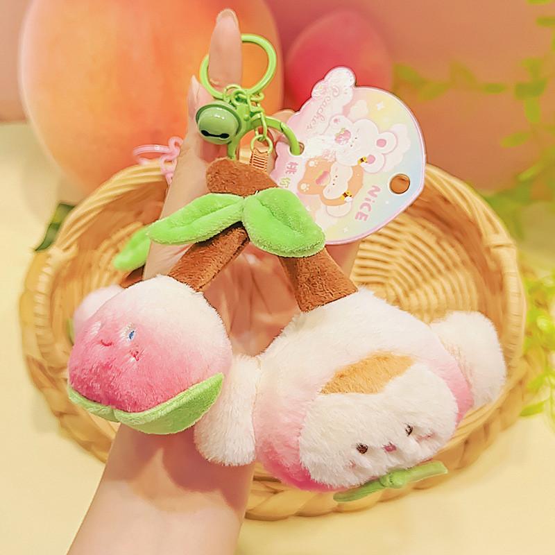 Peach Keychain Whimsical Plush Pendant Adorable Gift For Girls Friends And