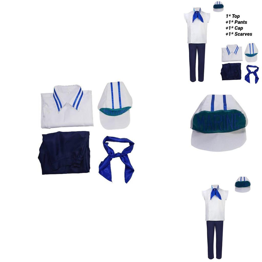 One Piece Marine Soldier Uniform Cosplay Costume White Polyester Material