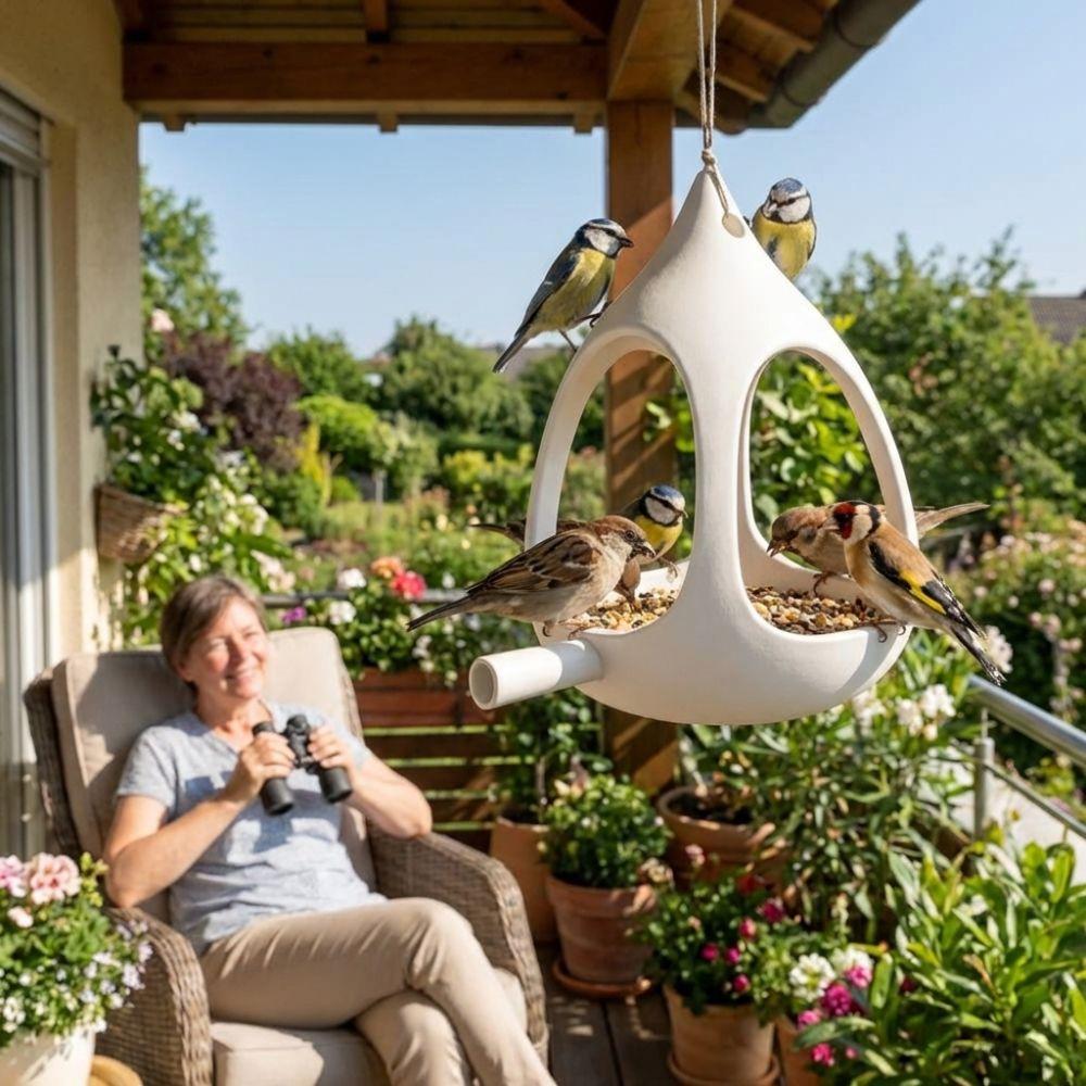 Plastic Bird Feeder House Water-Resistant Bird Food Container Feeding Station  for Bird Lovers