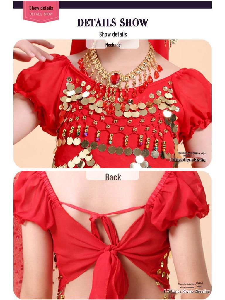 Children's Indian & Xinjiang Folk Dance Costume - Belly Dance Performance Outfit for Girls