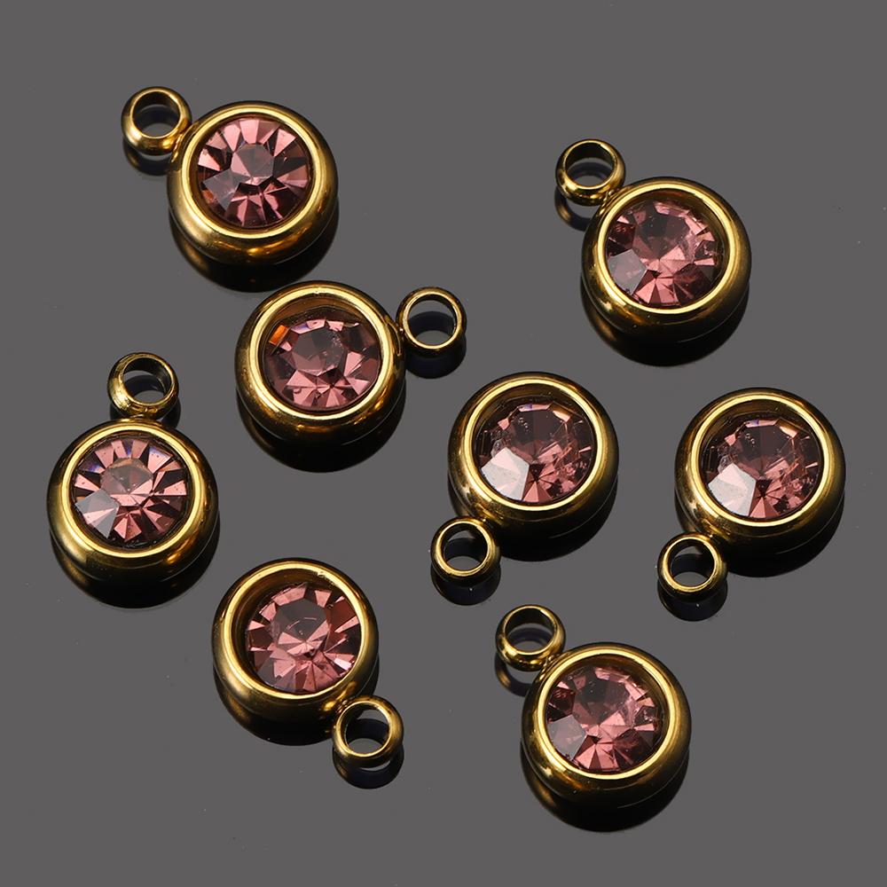 20pcs Stainless Steel Rhinestone Beads Gold Color Crystal Charms Pendants for Jewelry Making DIY Bracelets Necklaces Wholesale