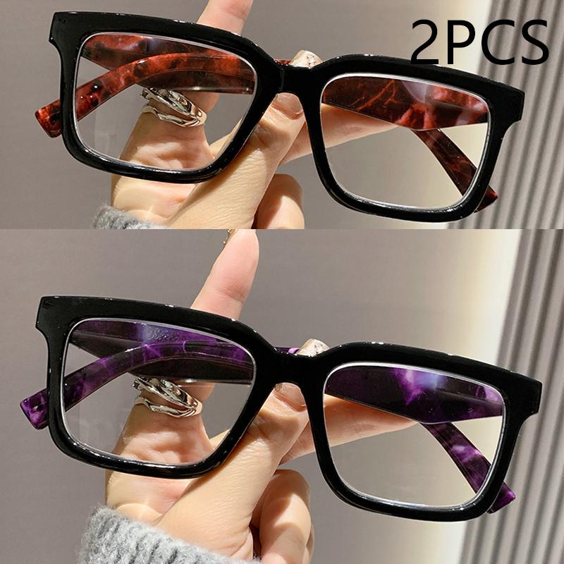 1/2/3PCS Anti Blue Light Reading Glasses Trendy Square Frame For Men Women Spring Large Frame 2225