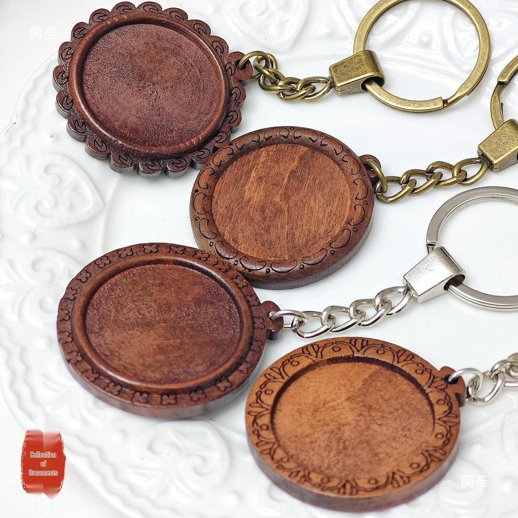 DIY Wooden Lace Base Keyring with Embroidery Kit & Snap Button