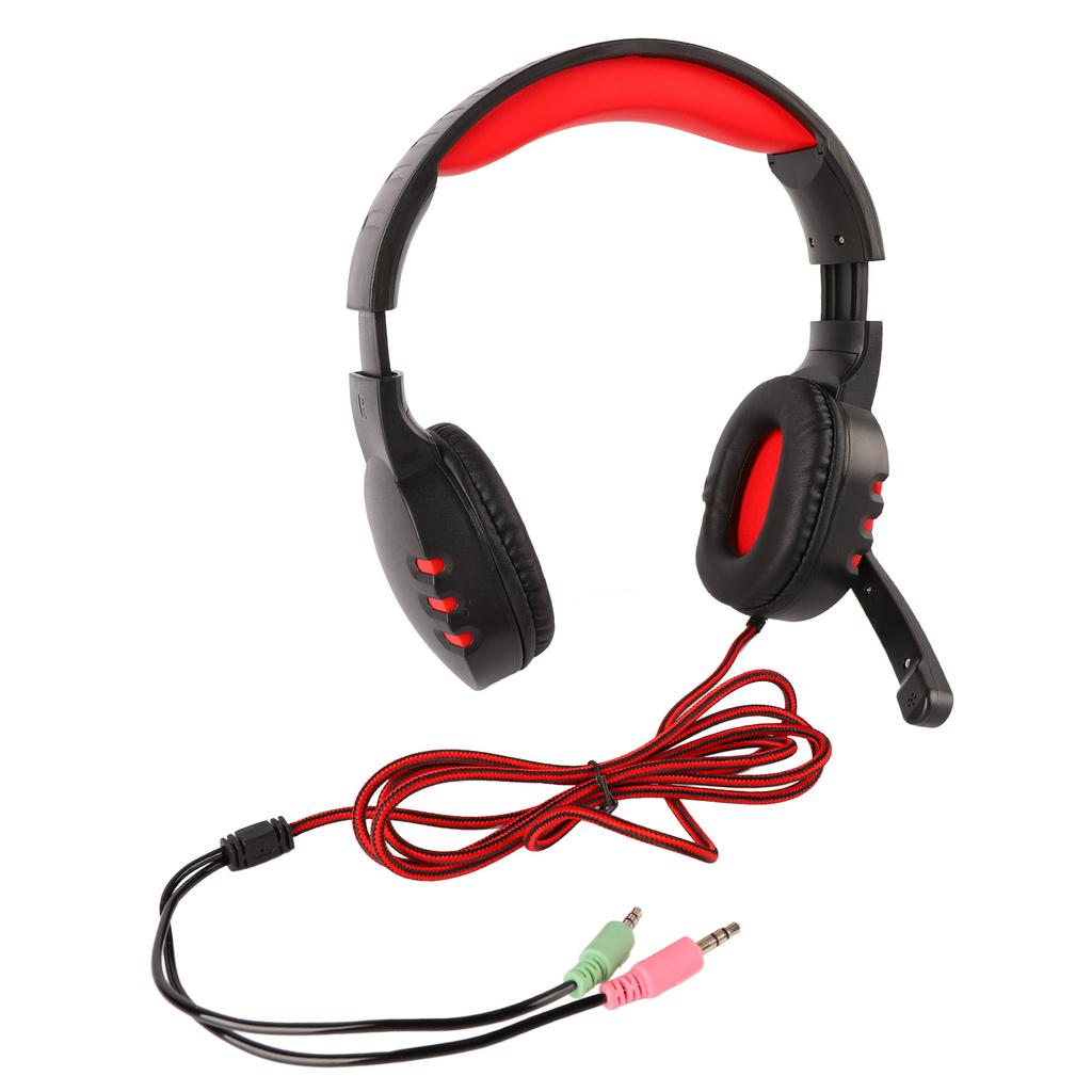Wired Headphone Noise Canceling Adjustable Headband Over Ear Gaming Headset with Mic for Laptop PC