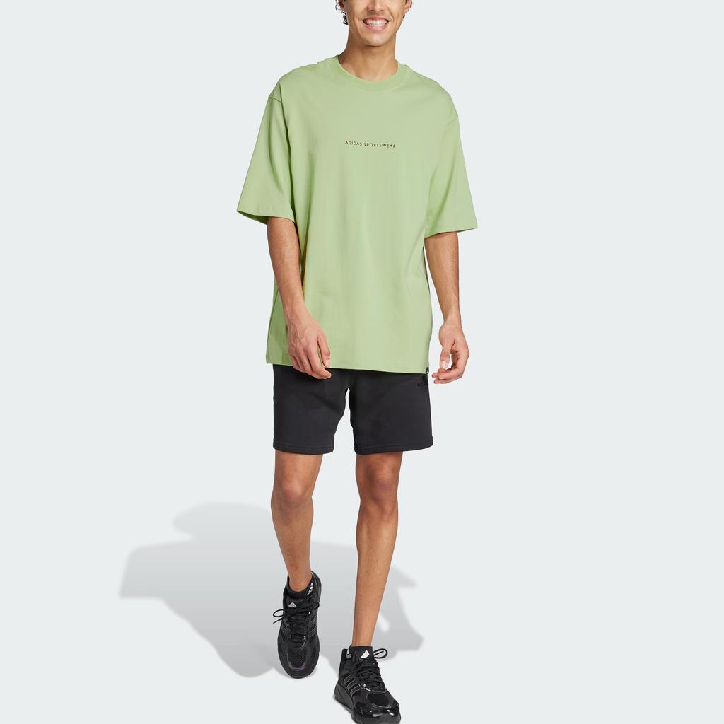 Adidas Sportswear Codes Doodle Camp Casual Round Neck Short Sleeve T-Shirt Men T-Shirts Magical-Yellow-Green JJ3970