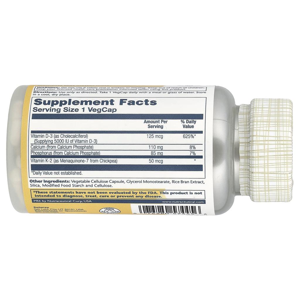 Vitamin D3 + K2, 120 Veggie Capsules