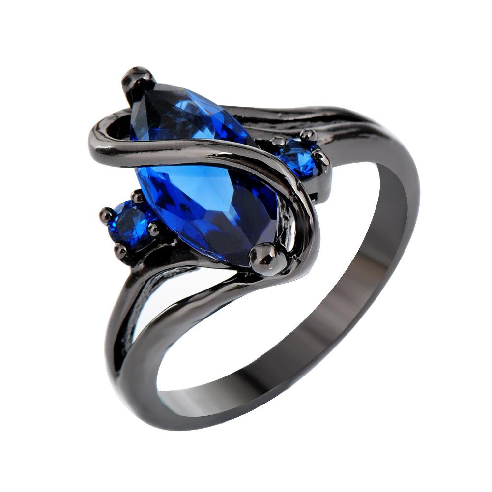 Black Gold S-shaped Zircon High-end Diamond-encrusted Ring for Men, Simple European and American Style Ring