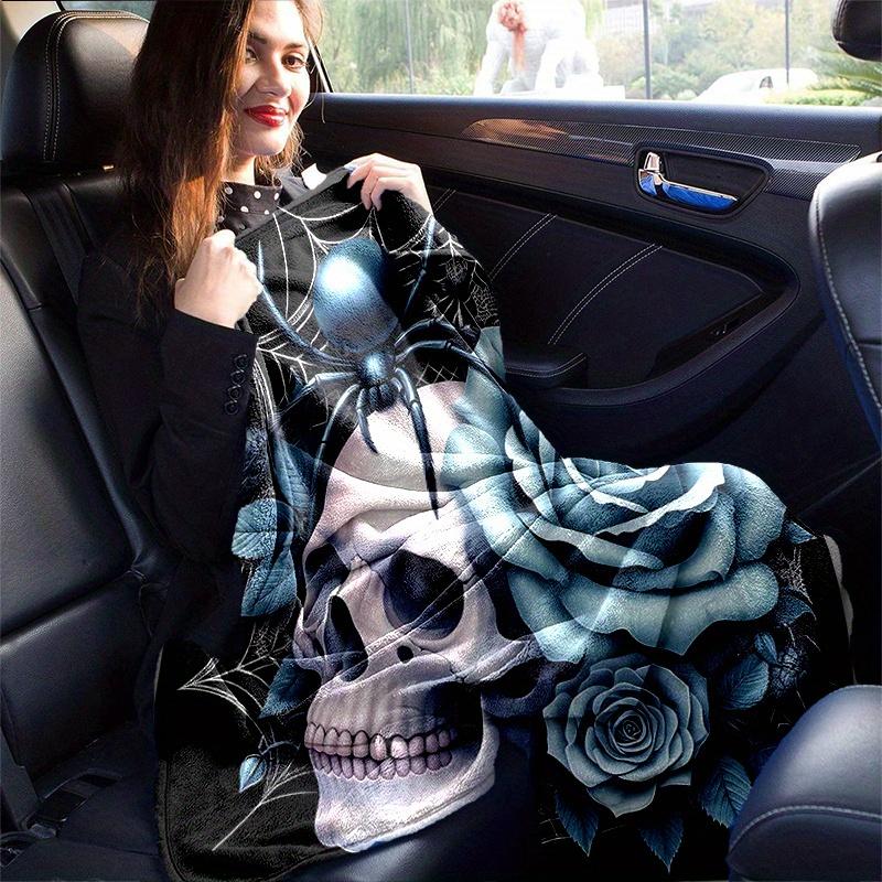 1pc Blue Rose and Spider Blanket Cute Home Decor Soft Perfect Gift for Birthday or Christmas, Living Room, Travel, Camping