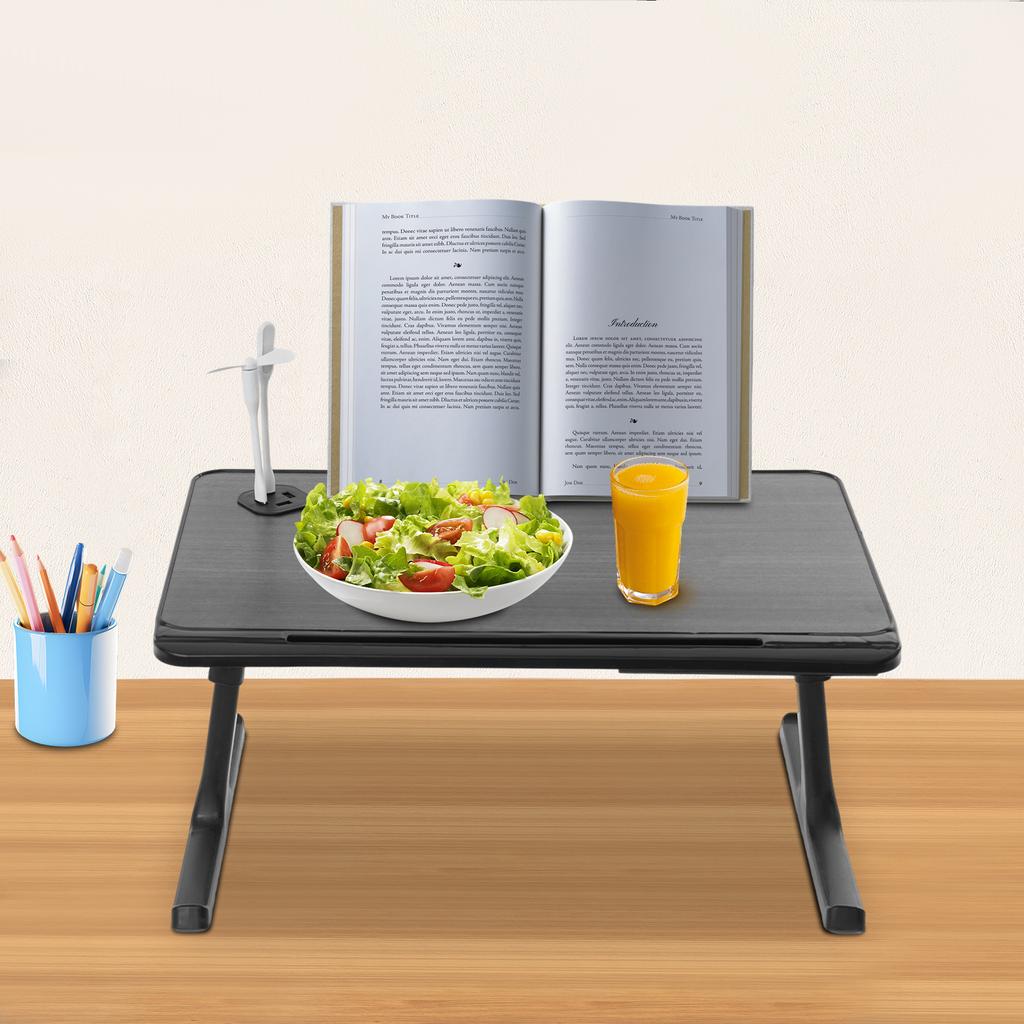 Folable Bed Aluminum Alloy Laptop Table,White/Black Rectangular Multi-purpose Lapdesk Adjustable Height Angle for Dormitories