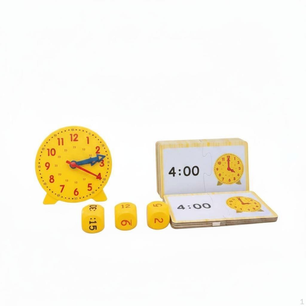 Time Learning Kit HandsOn Activity Telling Game Early Math Skills Clock Puzzle Set for