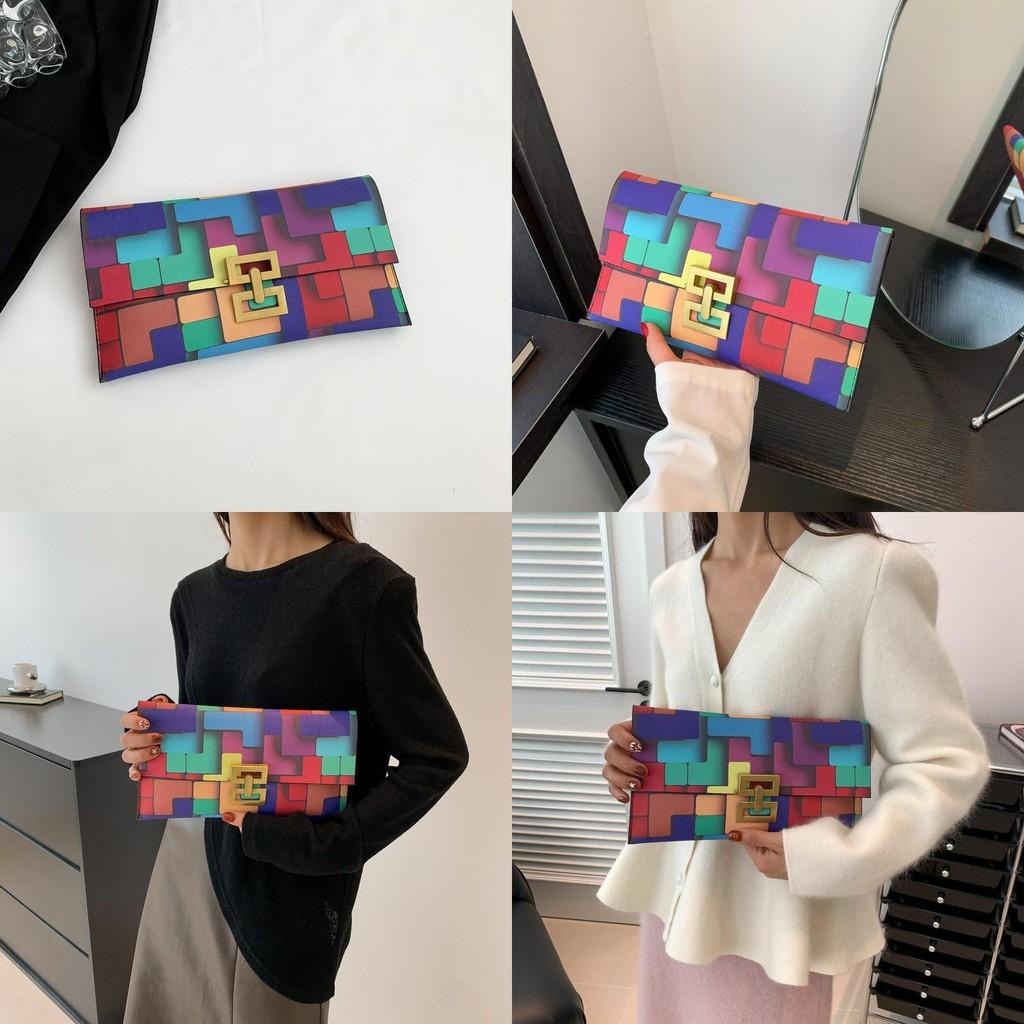 Stylish Colorful Envelope Bag For Women Fashionable Pu Handbag Trendy Mobile Pouch