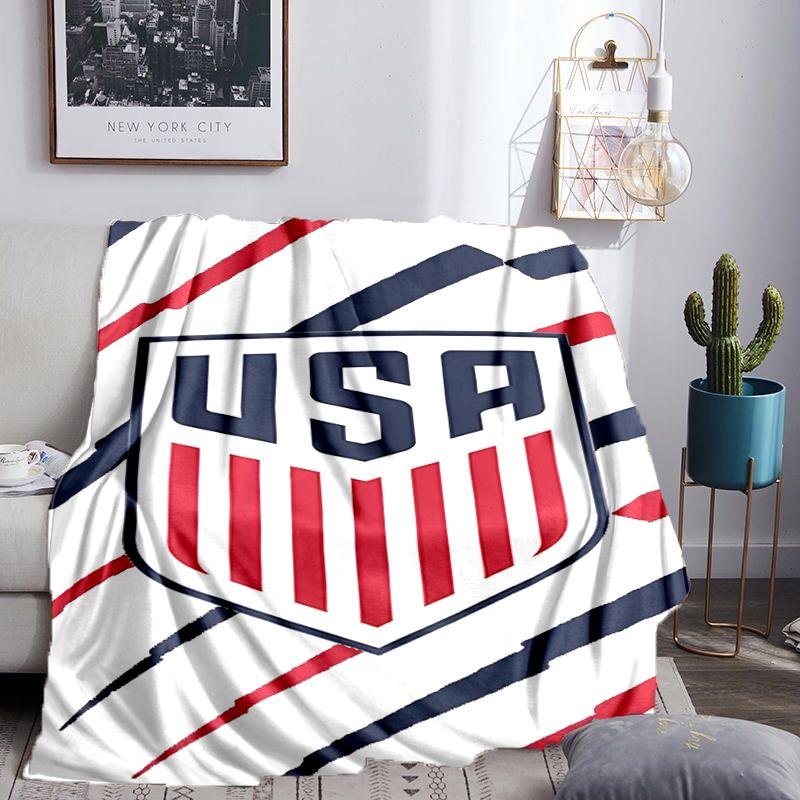 Usa Soccer Emblem Blanket Flannel Throw for Sofa, Indoor, Camping, Living Room, Office, Chair, And Bed Soft Birthday Gift