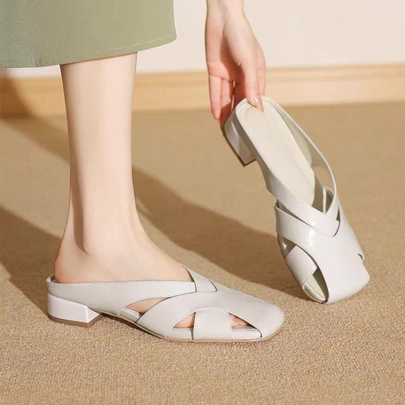 Fashion New Women'S Cross Strap Slippers Summer Outdoor Indoor Closed Toe Living Room Solid Color Movable Floor Waterproof Beach Sandals