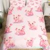 Pink Pig Bedding Set King Queen Sleeping Pig Duvet Cover For Kids Boys Girls Kawaii Animals Comforter Cover With 2 Pillowcases