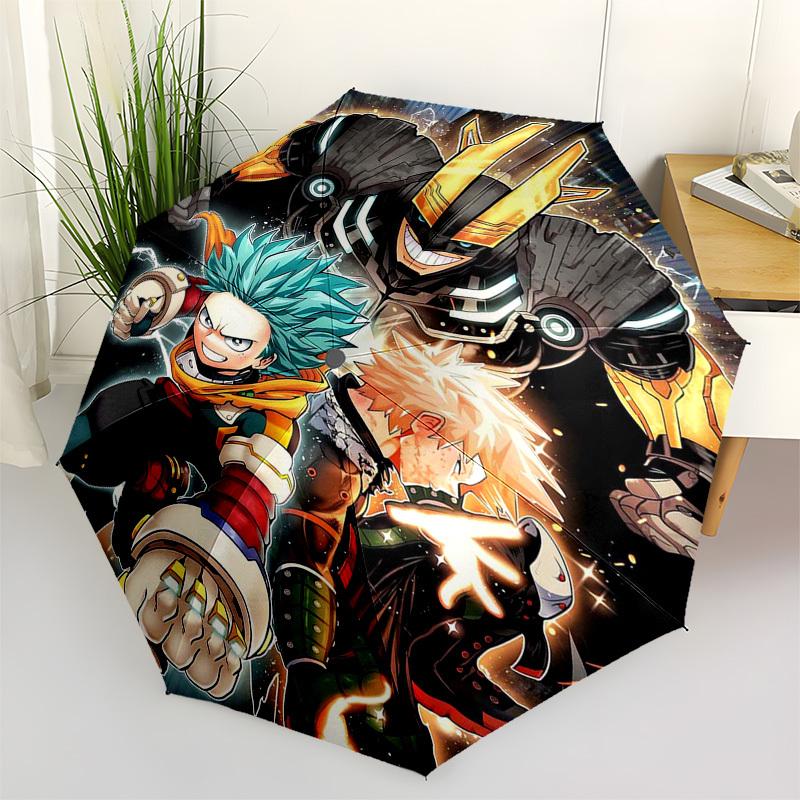 

1pc My Hero Academia Boku No Hero Academia Outdoor Umbrella Automatic Opening/Closing Portable 3-Fold Design with Golden Mask Figure Suitable for Fans