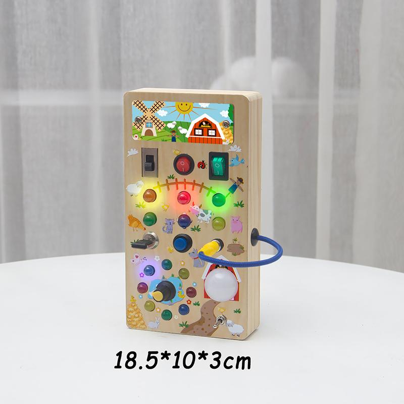 

Доска Монтессори со светодиодной подсветкой, игрушки для малышей, деревянная сенсорная доска для занятий спортом, игрушки для путешествий, детский переключатель, управление, образовательная игра