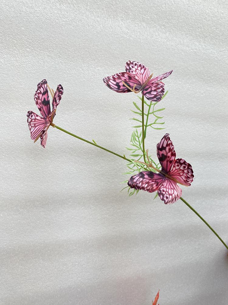 Three-Head Butterfly Artificial Flowers for Wedding Decorations and DIY Floral Arrangements