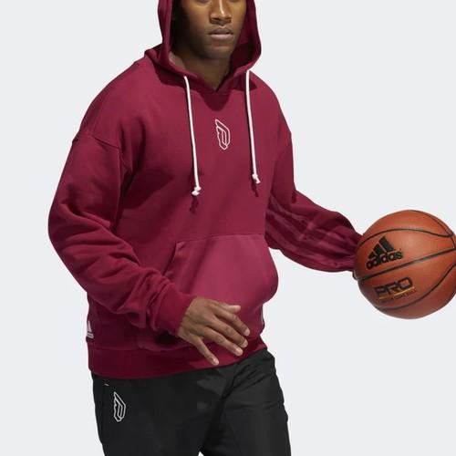 Adidas Lillard Basketball Printed Pullover Hoodie for Men, Burgundy