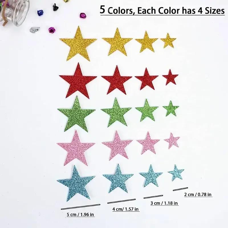 70pcs Star Stickers Glitter Foam Stickers Glitter Stars Reward Sticker for Kids Crafts Scrapbooking Wall Decor Laptop Skateboard
