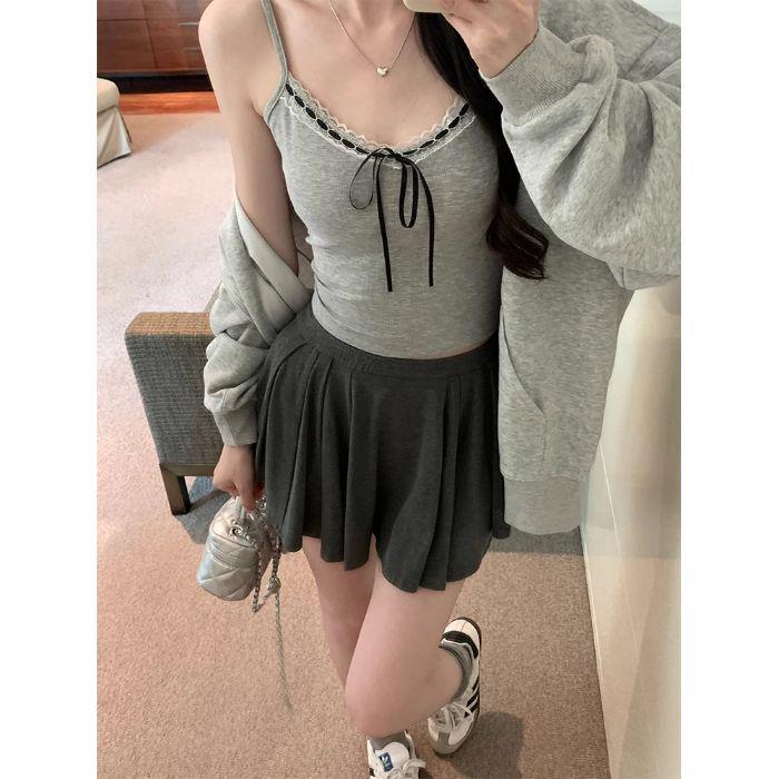 

Шикарная кружевная лоскутная майка: Сексуальный, стильный летний топ без рукавов для женщин Medium серый