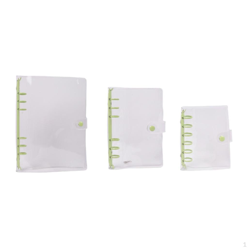 3 Pieces Binder Planner Cover PVC Transparent Notebook Protector Refillable Loose Folder Organizer