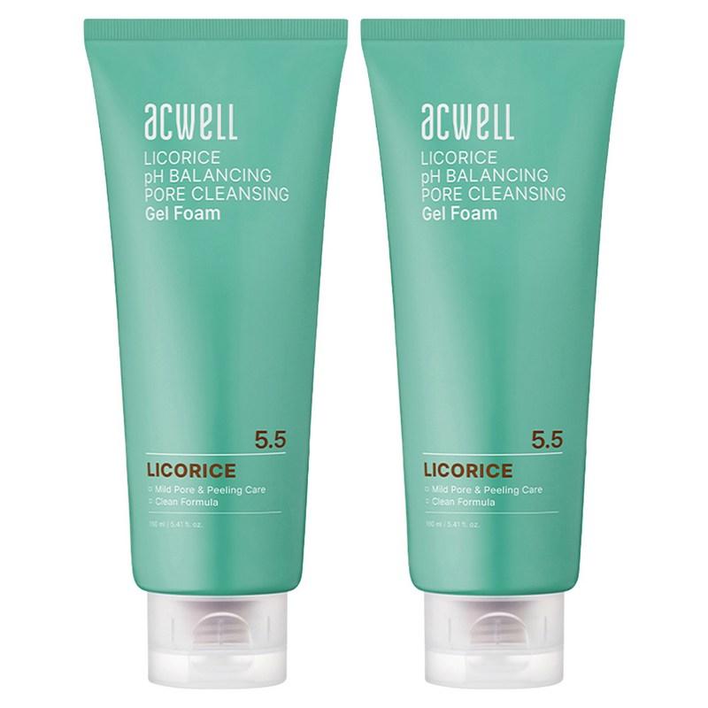 Acwell Licorice Water pH Balancing Pore Cleansing Gel Foam, 160ml, 2 pcs