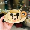 Cute Cartoon Strawberry Bear Ceramic Coffee Cup and Plate Gift Box Set High Quality Appearance Minnie and Mickey Cups and Plates for Home Use