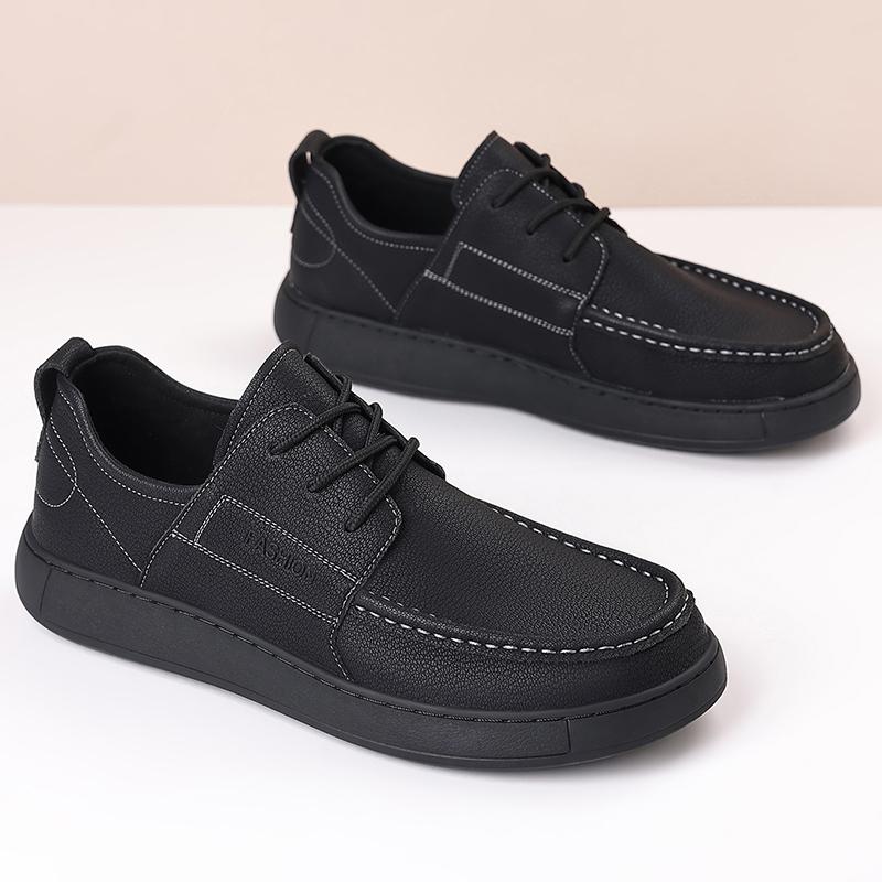 

Fashion Brand Leather Men s Casual Oxford Shoes Classic Retro Style Flats Non-slip Sports Men s Leather Shoes Business Comfortable Shoes 38 чёрный