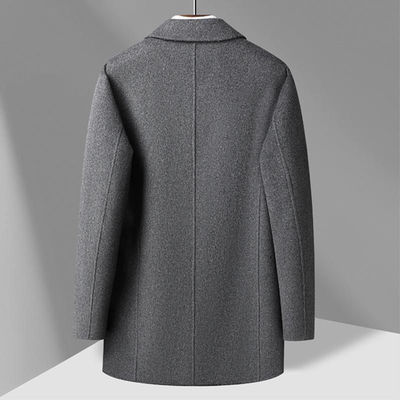 Autumn and Winter Men's Woolen Coat Medium and Long Solid Color Lapel Hand-sewn Double-sided Woolen Coat Coat