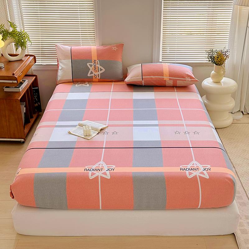 Simple Style Fitted Sheet Plaid Print Bedsheet Single/Queen Size Bed Cover Non-slip Bed Linen couvre lit (Pillowcase Need Order)