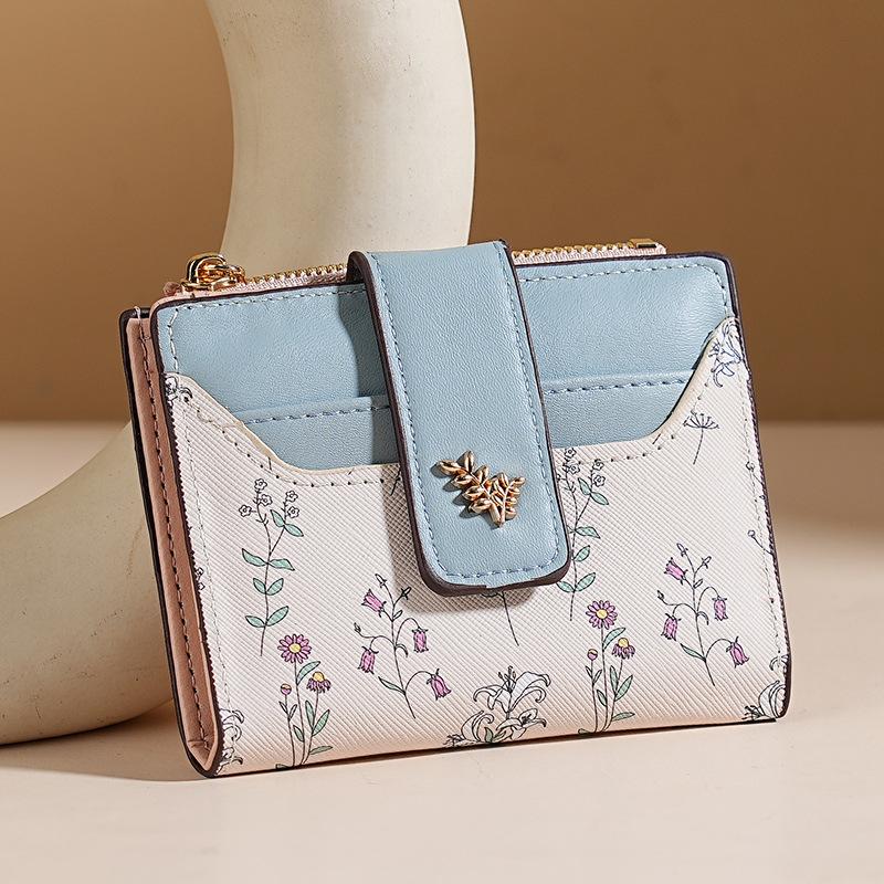 Ladies' New Coin Purse, Multi-card Wallet, High-end Sense Of Wild Flowers And Plants, Girl Card Case