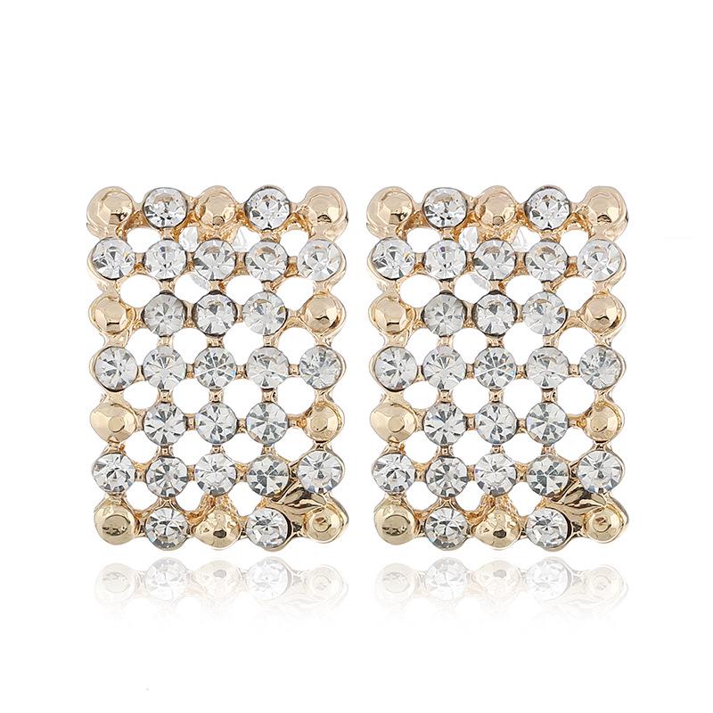 European American Geometric Rhinestone Stud Earrings for Women