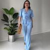 2025 Fall V-neck Casual Short-sleeve Top & High-waisted Women's Set