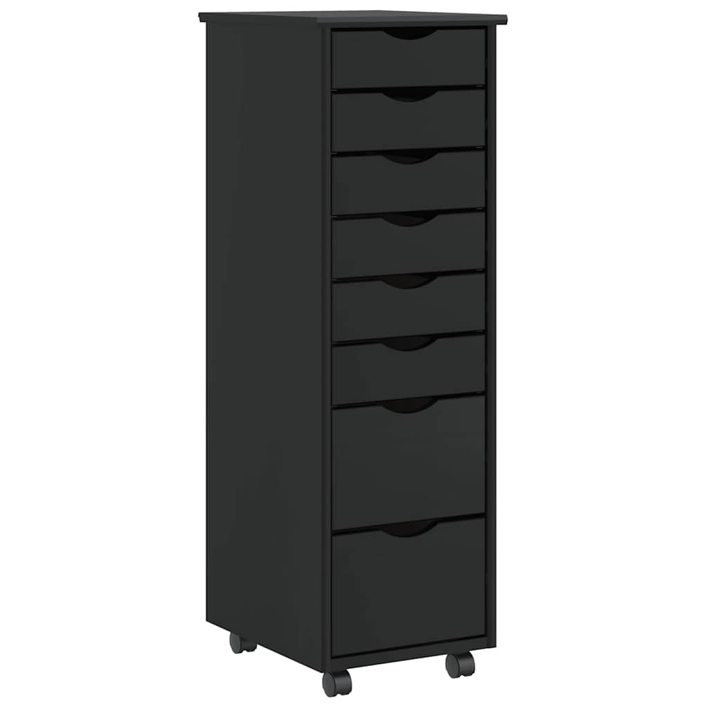 MOSS Mobile Drawer Cabinet In Black Solid Pine Wood