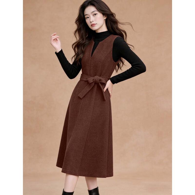 D.F.DEAR 2026 Spring High-Neck Top & Sleeveless V-Neck Dress Two-Piece Set