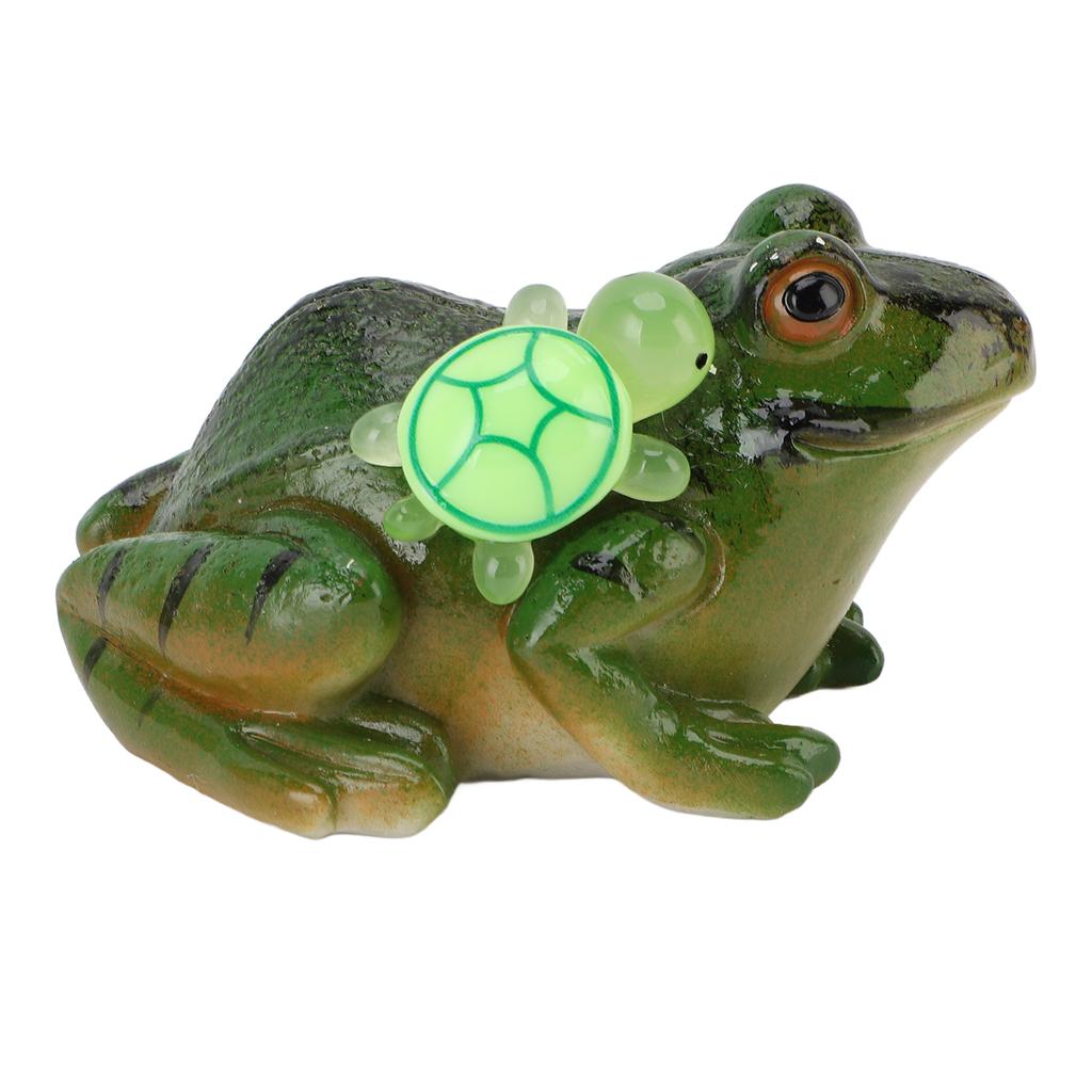 Froschfigur Niedlich Lustig Harz Frosch mit Schildkröte Skulptur für Terrasse Garten Ornament