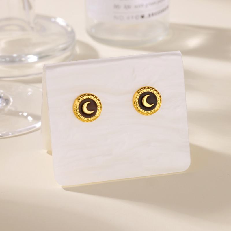 

Новые серьги-пусеты из лунного масла в стиле легкой роскоши, серьги из нержавеющей стали с золотым покрытием, не выцветающие, серьги-хиты продаж, ювелирные изделия чёрный