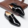 Dragonfly Men's Autumn Winter Shiny Patent Leather Pointed Toe Business Formal Shoes